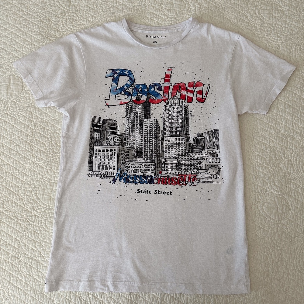 Boston Primark 4th of July City Patriotic Tee Shirt T-Shirt Top Women’s XS